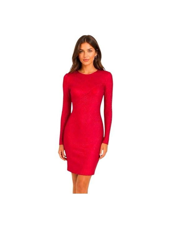 Shoshanna Dresses & Skirts - Shoshannana Red Mettalice knit Long Sleeves Bodycon Midi Dress 8